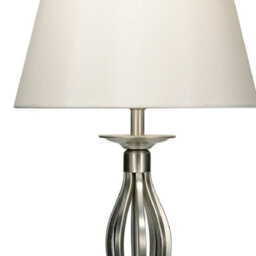 Britalia Brbyb4046 Satin Chrome Open Metalwork Table Lamp With Cream Faux Silk Shade 53Cm - thumbnail 2