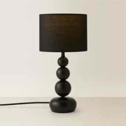 Valuelights Marissa Matte Black Stacked Ball Bedside Light Table Lamp With Drum Shade - thumbnail 6