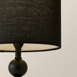 Valuelights Marissa Matte Black Stacked Ball Bedside Light Table Lamp With Drum Shade - thumbnail 3