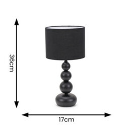 Valuelights Marissa Matte Black Stacked Ball Bedside Light Table Lamp With Drum Shade - thumbnail 7