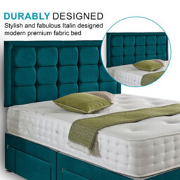 Dining Tables Dallas Matching Headboard Divan Set, 2 Drawer On Same Side With Sprung 1500 Comfort Mattress - Plush Jade - King - thumbnail 3