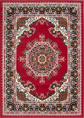 Loomed Red Bordered Traditional Living Room Rug 240X330Cm - image 1