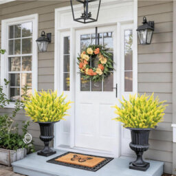 Amorly 24Pcs Yellow Artificial Lavender Flowers Outdoor Uv Resistant Fake Flowers No Fade Faux Plastic Plants Window Box Decorating - thumbnail 2