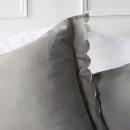 Ohs Scallop Edge Bedding Set Microfibre Duvet Cover With Pillowcase, Grey/silver - Single - thumbnail 3