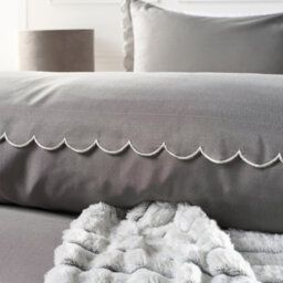 Ohs Scallop Edge Bedding Set Microfibre Duvet Cover With Pillowcase, Grey/silver - Single - thumbnail 2