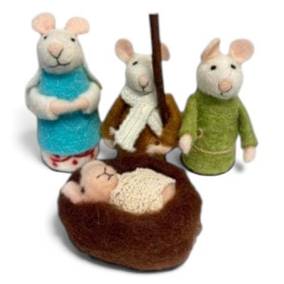 Originals International Ltd Originals Felt Nativity Set Of Four Christmas Decorations - Mary Joseph Shepherd And Baby Jesus, 12 X 5.5 X 5.5 Cm