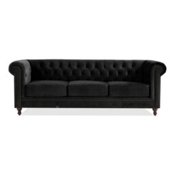 Furniture 48 Wellington Chesterfield Black Velvet 3 Seater Sofa - thumbnail 2
