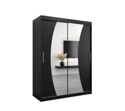 Arte Wave Contemporary 2 Mirrored Sliding Door Wardrobe 5 Shelves 2 Rails Black Matt (H)2000mm (W)1500mm (D)620mm - thumbnail 1