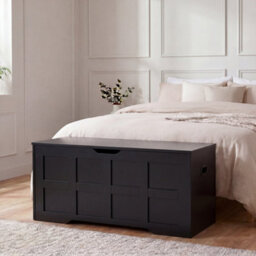 Lassic Vida Designs Large Ottoman Storage Box, Lift-Up Storage Chest For Bedroom Hallway Living Room, Black - thumbnail 1