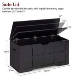 Lassic Vida Designs Large Ottoman Storage Box, Lift-Up Storage Chest For Bedroom Hallway Living Room, Black - thumbnail 4