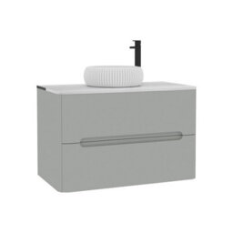 Royal Bathrooms Venice 800mm Dove Grey Wall Mounted Bathroom Countertop Vanity Unit 2 Drawer With Milan Basin - thumbnail 7