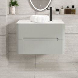 Royal Bathrooms Venice 800mm Dove Grey Wall Mounted Bathroom Countertop Vanity Unit 2 Drawer With Milan Basin - thumbnail 1