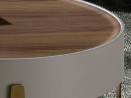 Angel Cerda Elegant Round Coffee Table In Walnut And Beige Wood With Golden Steel Legs - thumbnail 4