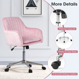 Costway Home Office Chair Ergonomic Swivel Computer Desk Chair Leisure Vanity Armchair - thumbnail 7