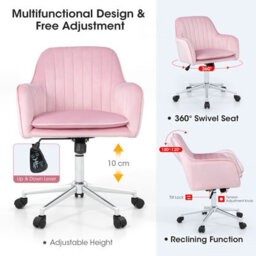 Costway Home Office Chair Ergonomic Swivel Computer Desk Chair Leisure Vanity Armchair - thumbnail 5