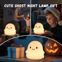 Amorly Halloween Ghost Night Light, 50-Hour Battery & Pat Control, Cute Squishy Lamp For Kids Room Decor, Usb Rechargeable With Timer - thumbnail 6