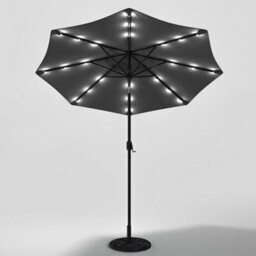 Living And Home 3M Large Garden Solar 24 Led Lights Parasol Outdoor Patio Umbrella Sun Shade Crank Tilt With Vintage Base, Dark Grey - thumbnail 4