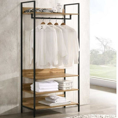 Timber Art Design Zahra Bedroom Double Open Wardrobe 4 Shelves Furniture Storage Cupboard - image 1