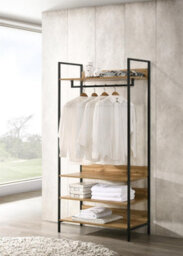 Timber Art Design Zahra Bedroom Double Open Wardrobe 4 Shelves Furniture Storage Cupboard - thumbnail 2
