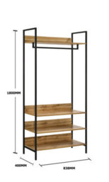 Timber Art Design Zahra Bedroom Double Open Wardrobe 4 Shelves Furniture Storage Cupboard - thumbnail 6