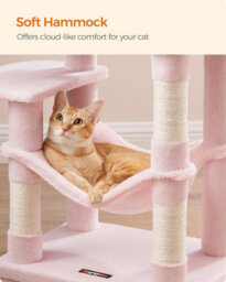 Songmics Kitty Citadel, Cat Fortress For Indoor Felines, Multi-Level Cat Condo With Scratch Posts, Hammock, Jelly Pink - thumbnail 4