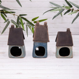 Annibells 3 Blue Ceramic Tea Light Holder Coastal House Village - thumbnail 3