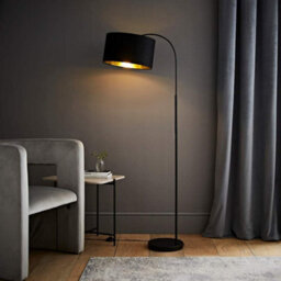 Valuelights Curva Black Arched Floor Lamp With Black Velvet / Gold Inner Shade And Bulb - thumbnail 5