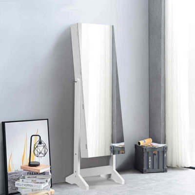 Costway Jewelry Cabinet Free Standing Jewelry Armoire W/ Full-Length Mirror-White - image 1