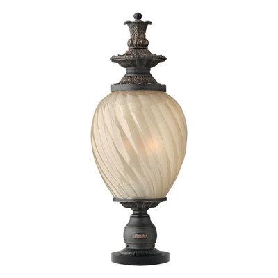 Elegant Outdoor Ip44 3 Bulb Led Pedestal Light In Aged Iron Finish