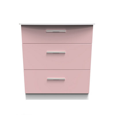 Harrow 3 Drawer Deep Chest In Kobe Pink & White (Ready Assembled) - image 1