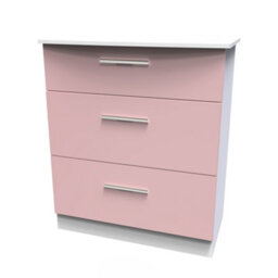 Harrow 3 Drawer Deep Chest In Kobe Pink & White (Ready Assembled) - thumbnail 3