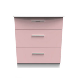 Harrow 3 Drawer Deep Chest In Kobe Pink & White (Ready Assembled) - thumbnail 1