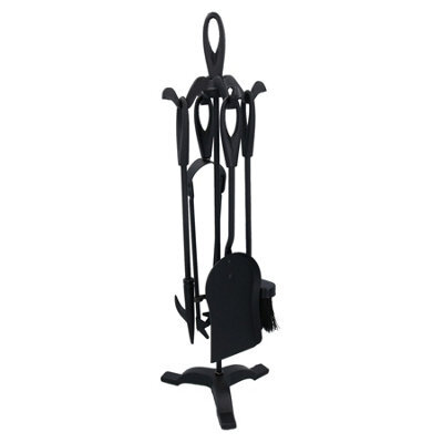 AB Tools Log Fire Fireside Fireplace Companion Set Brush Poker Shovel Tongs Burner 5Pc - image 1