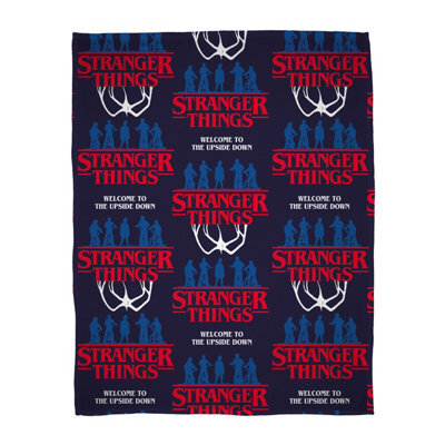Character World Stranger Things Blanket Kids Teenagers Fleece Navy Soft Throw The Upside Down - image 1