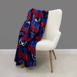 Character World Stranger Things Blanket Kids Teenagers Fleece Navy Soft Throw The Upside Down - thumbnail 3