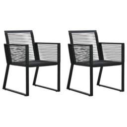 Vidaxl Garden Chairs 2 Pcs Black Pvc Rattan - thumbnail 1