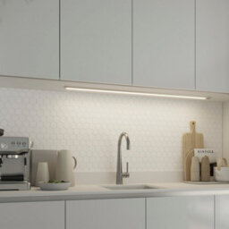 GoodHome Menezes White Silver Effect Mains-Powered Led Neutral White Under Cabinet Light Ip20 (L)1185mm (W)42mm - thumbnail 1