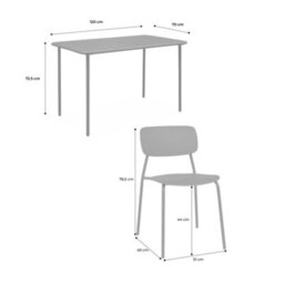 Sweeek - Metal Garden Table 120 Cm + 4 Chairs, Khaki Green - Amelia + Liva - thumbnail 7