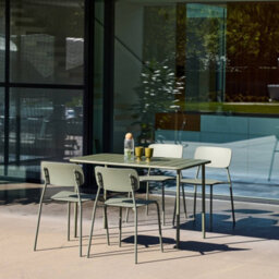 Sweeek - Metal Garden Table 120 Cm + 4 Chairs, Khaki Green - Amelia + Liva - thumbnail 4
