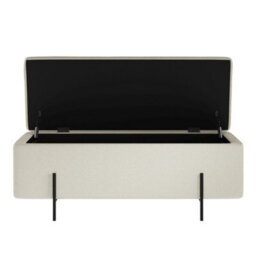 LPD Lola Ivory Boucle Storage Ottoman - Cushioned Seat With Matte Black Legs - thumbnail 4