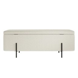 LPD Lola Ivory Boucle Storage Ottoman - Cushioned Seat With Matte Black Legs - thumbnail 3