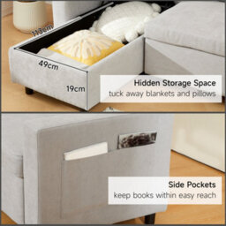 Wyld Haus Tafaha Light Grey 3-Seater Pull-Out Sofa Bed With Reversible Chaise, Storage And Side Pockets - thumbnail 5