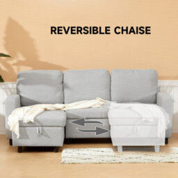 Wyld Haus Tafaha Light Grey 3-Seater Pull-Out Sofa Bed With Reversible Chaise, Storage And Side Pockets - thumbnail 6