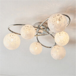 Loops 2 Pack Chrome Semi Flush Low Ceiling Light - White Confetti Multi Arm Glass - 6 X 3W Led G9 - thumbnail 3