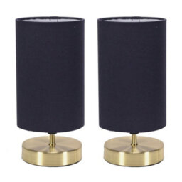 Valuelights Francis Pair Of Gold Touch Table Lamps With Navy Shade And Bulbs - thumbnail 6