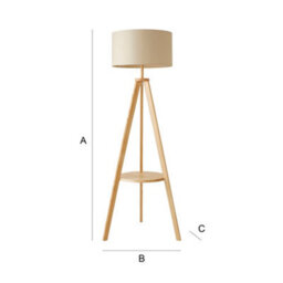 Valuelights Morrigan Natural Wood Shelf Tripod Floor Lamp With Drum Shade And Bulb - thumbnail 8