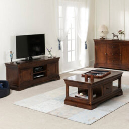 The Furniture Market French Hardwood Mahogany Stained Tv Unit Up To 60 Tv Size - thumbnail 4