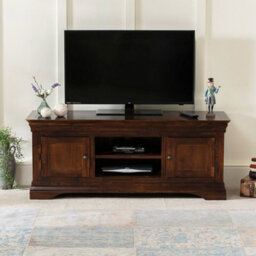 The Furniture Market French Hardwood Mahogany Stained Tv Unit Up To 60 Tv Size - thumbnail 3