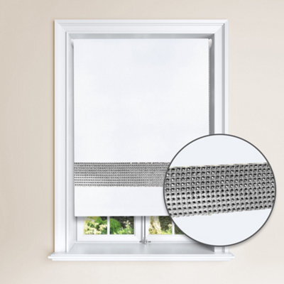 Lister Cartwright Diamante Roller Blinds For Windows - 180 X 165 Cm - Easy To Fit Child Safety Included - White