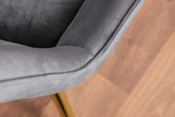 Furniturebox Elina White Marble Effect Round Pedestal Dining Table With Curved Black Support And 2 Grey Velvet Pesaro Gold Leg Chairs - thumbnail 9